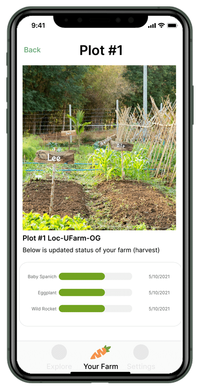 UFarm app crop view on iPhone